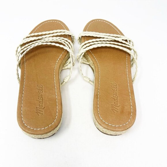 Madewell Kathryn Beige/Natural Braided Leather Espadrilles Slide Sandals Size 7M - Picture 4 of 6